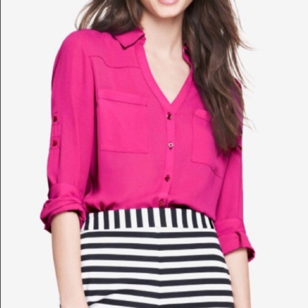 Express Original Fit Portofino Shirt Pink XS